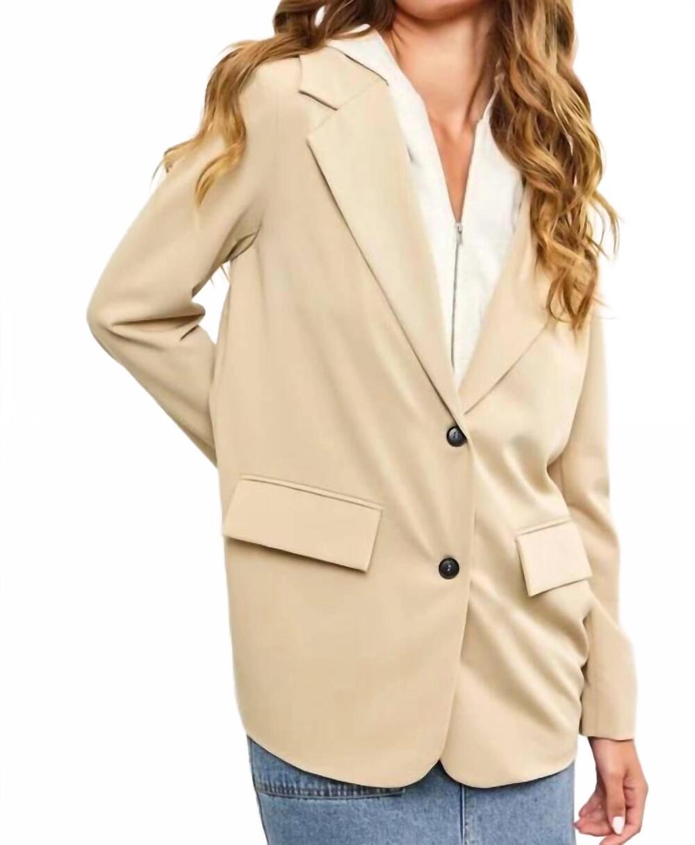 NEW MABLE edina long sleeve blazer in beige - Picture 3 of 5
